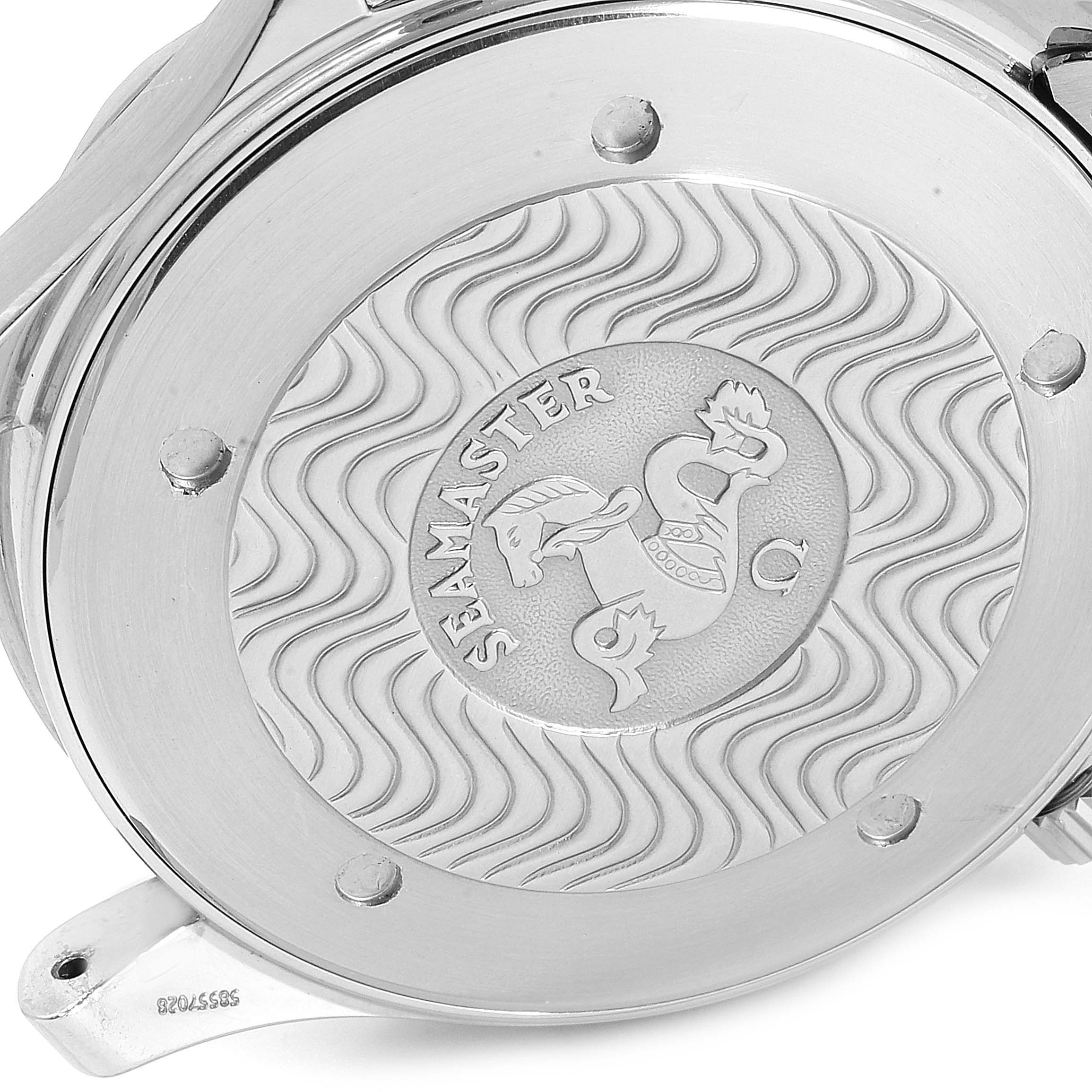 The image shows the back case of an Omega Seamaster 2265.80.00 Men
s Stainless Steel Blue Dial 2265.80.00 Men
s Stainless Steel Blue Dial watch.