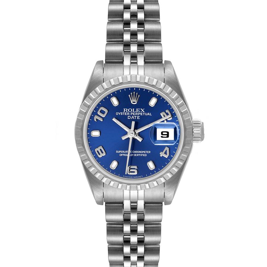 Rolex Date Blue Dial Jubilee Bracelet Steel Ladies Watch 79240 Papers SwissWatchExpo