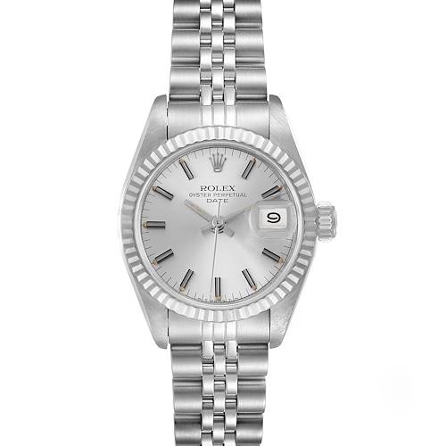 Photo of Rolex Date Steel White Gold Silver Dial Ladies Watch 69174 Box Papers