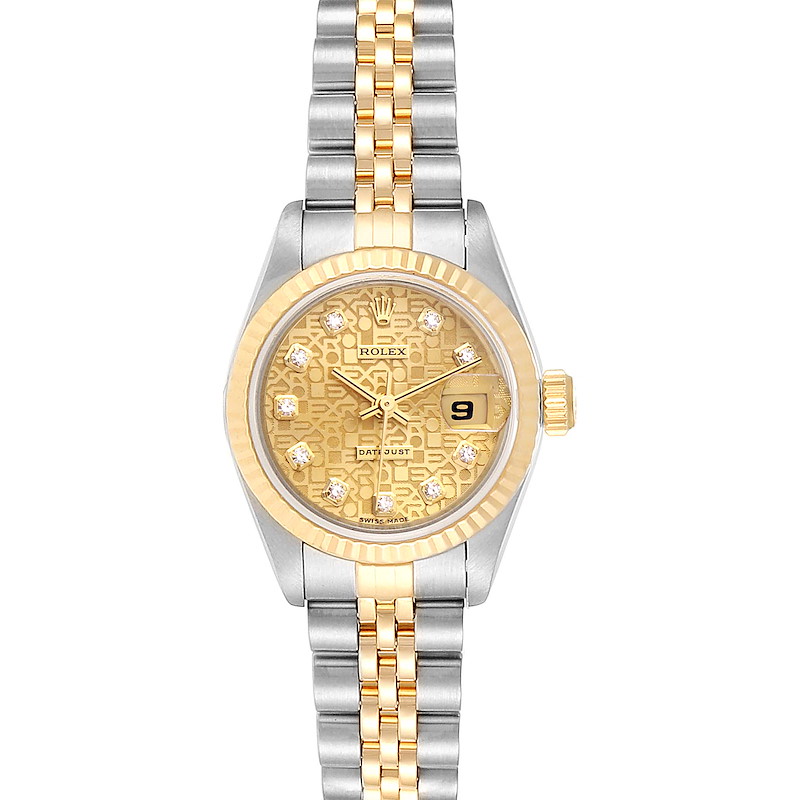Rolex Datejust 26 Steel Yellow Gold Diamond Dial Ladies Watch 69173 SwissWatchExpo