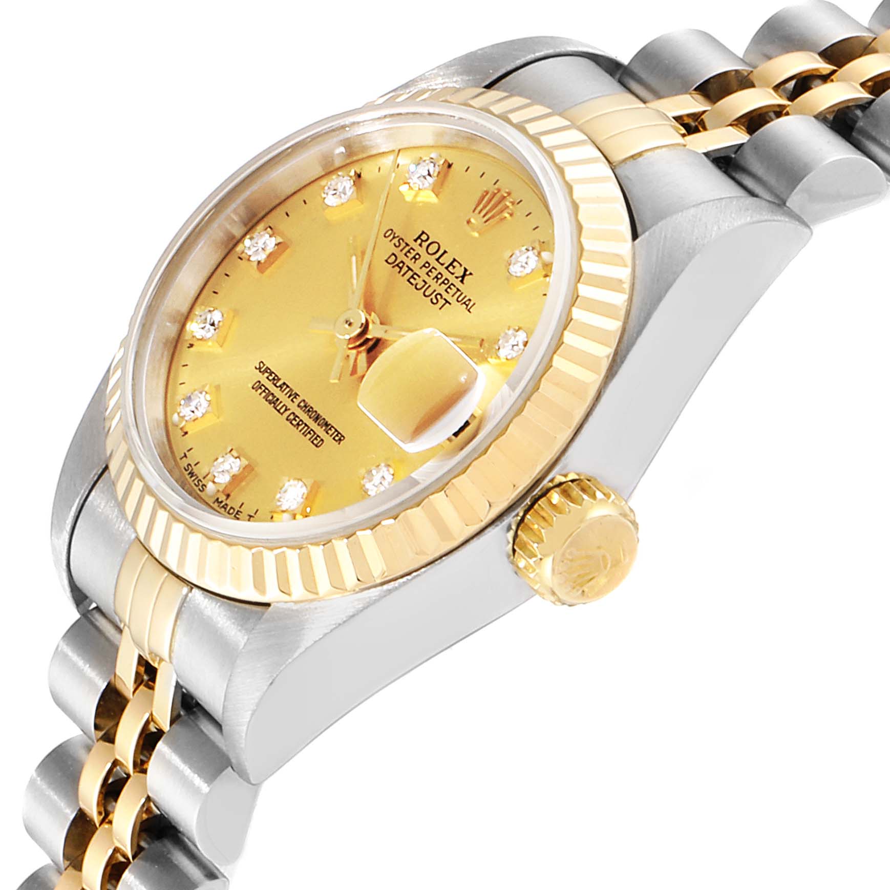 Rolex Datejust 26 Steel Yellow Gold Diamond Dial Ladies Watch 69173 ...