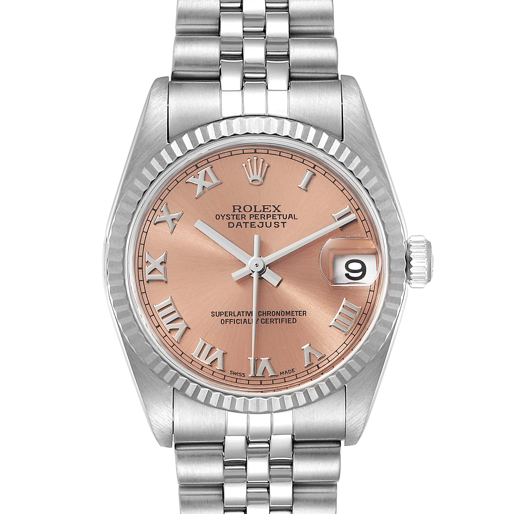 Rolex Datejust Midsize Steel White Gold Salmon Dial Ladies Watch 78274 ...