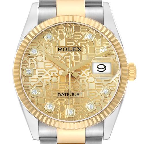Photo of Rolex Datejust Steel Yellow Gold Anniversary Diamond Dial Watch 126233 Box Card