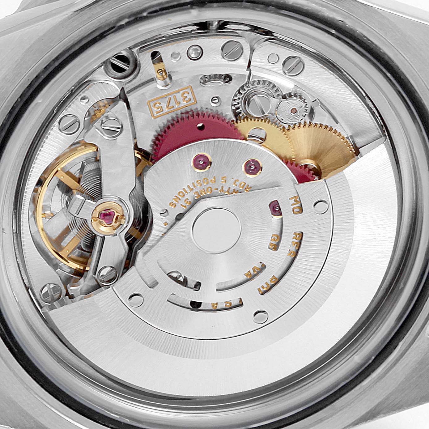 This is a close-up view of the movement and internal mechanics of a Rolex GMT-Master 16700 Men
s Stainless Steel Black Dial 16700 Men
s Stainless Steel Black Dial watch.