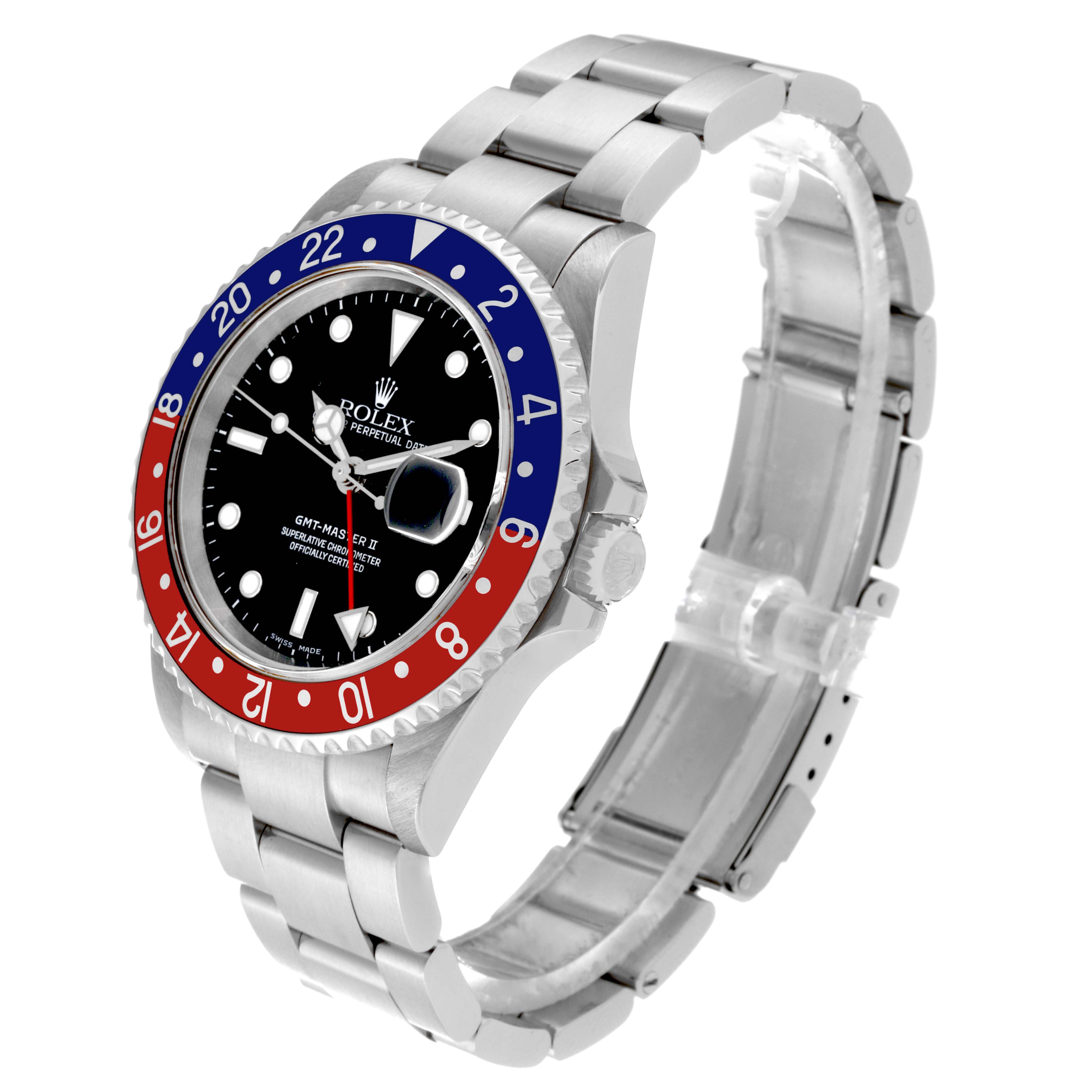 The Rolex GMT-Master 16710 Men's Stainless Steel Black Dial 16710 Men's Stainless Steel Black Dial watch model is shown at a front angle, highlighting its face, bezel, and bracelet.