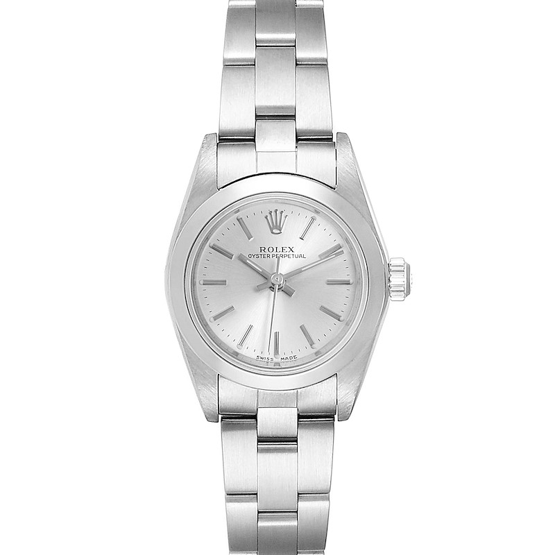 Rolex Oyster Perpetual Nondate Silver Dial Ladies Watch 76080 Box SwissWatchExpo