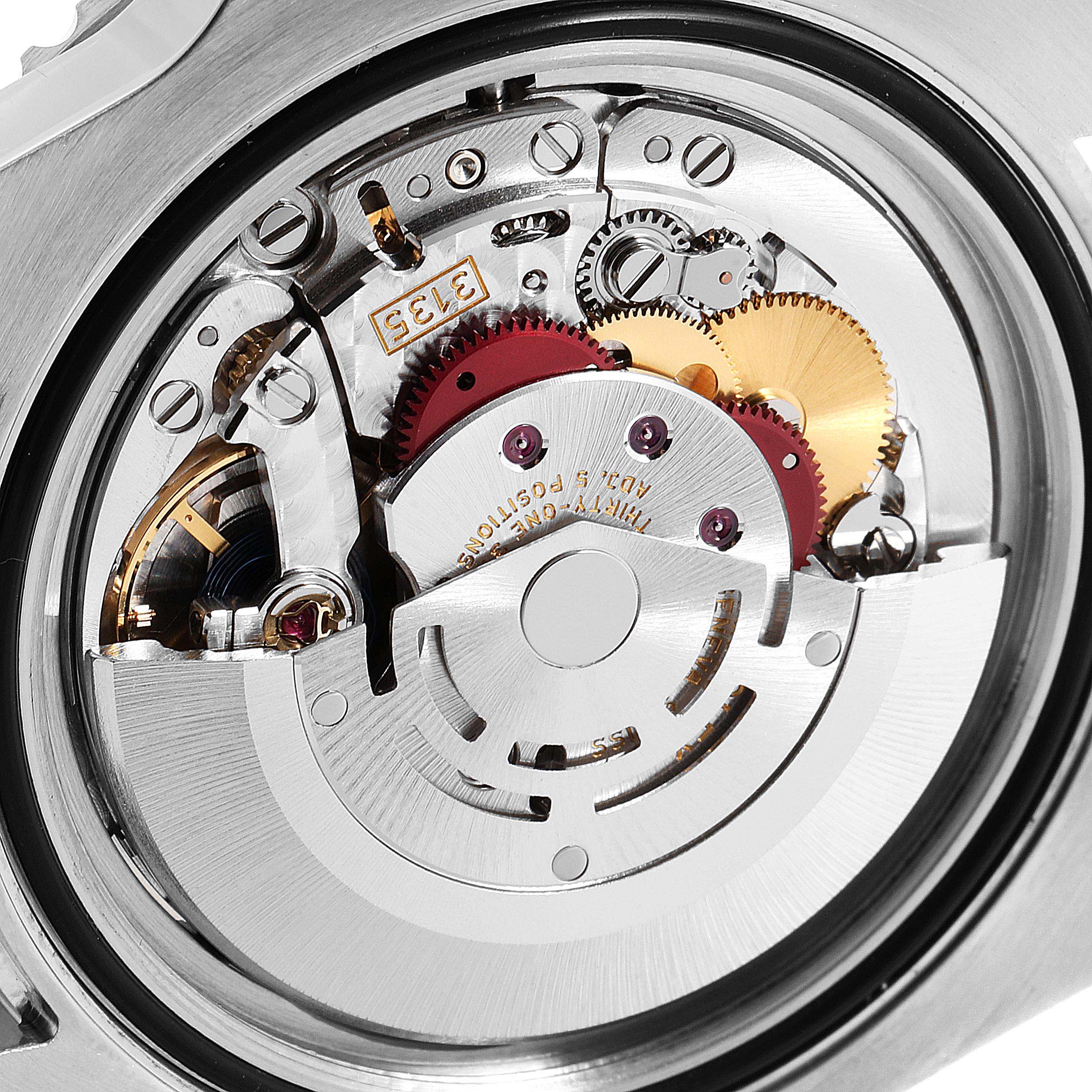 This image shows a close-up of the Rolex Submariner 116610 Men
s Stainless Steel Black Dial 116610 Men
s Stainless Steel Black Dial watch
s internal movement from the back.