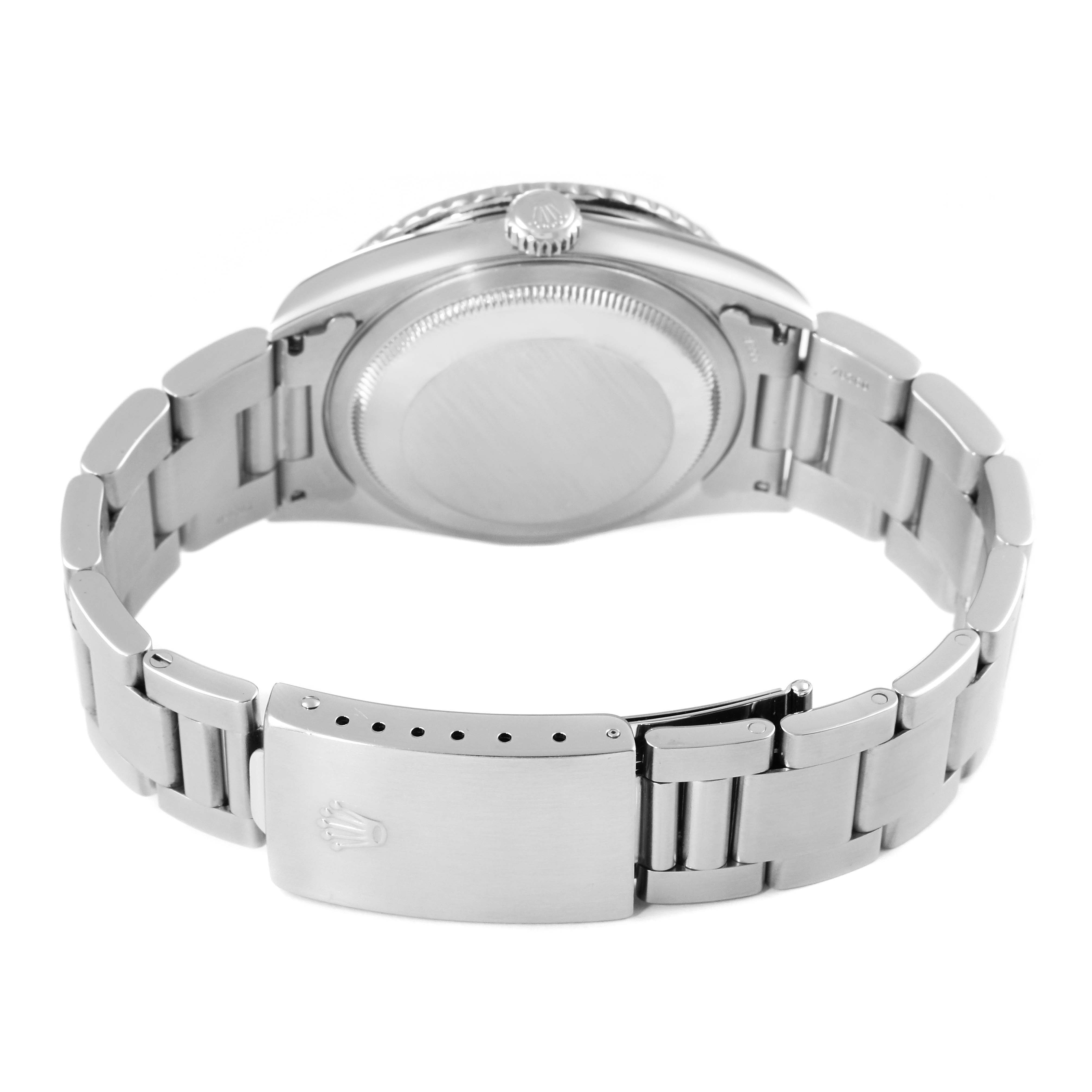This image shows the back and bracelet, including the clasp, of a Rolex Turn-o-Graph 16264 Men
s Stainless Steel Silver Dial 16264 Men
s Stainless Steel Silver Dial watch from a rear angle.