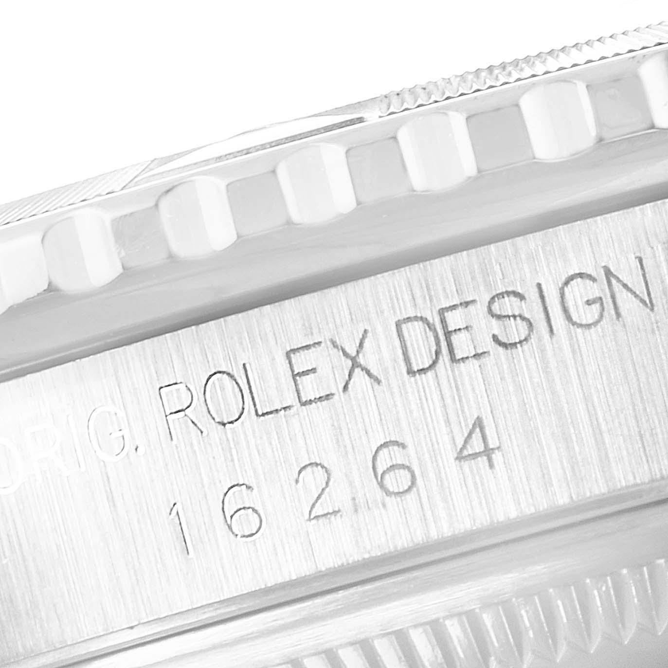 This image shows a close-up of the bezel edge and engraved model details of the Rolex Turn-o-Graph 16264 Men
s Stainless Steel Silver Dial 16264 Men
s Stainless Steel Silver Dial watch.