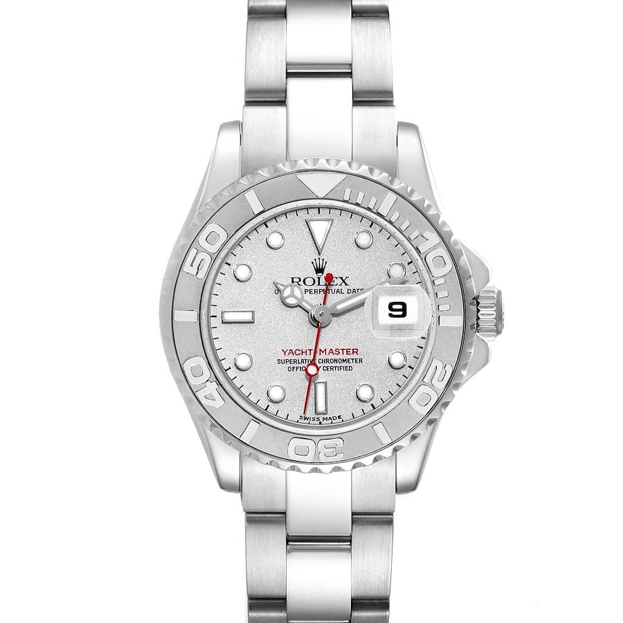 Rolex Yachtmaster 29 Steel Platinum Dial Bezel Ladies Watch 169622 SwissWatchExpo