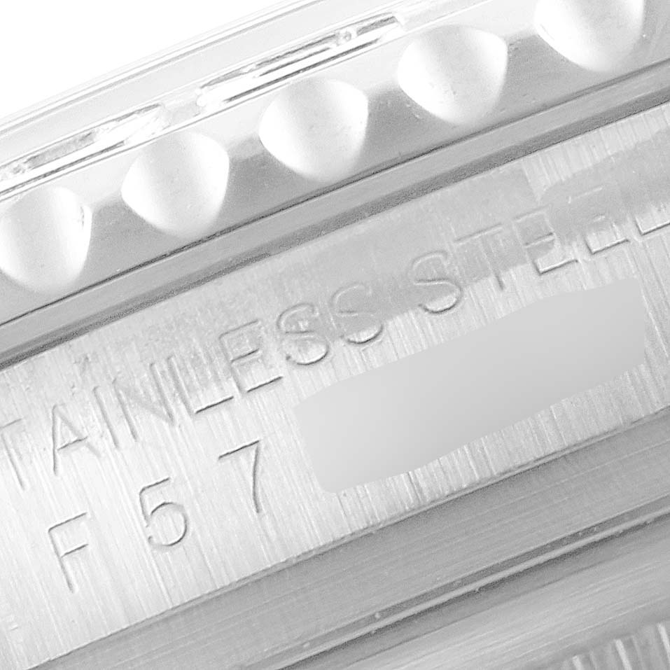 This image shows a close-up side view of the bezel and stainless steel case of a Rolex Yacht-Master 16622 Men
s Stainless Steel Silver Dial 16622 Men
s Stainless Steel Silver Dial.