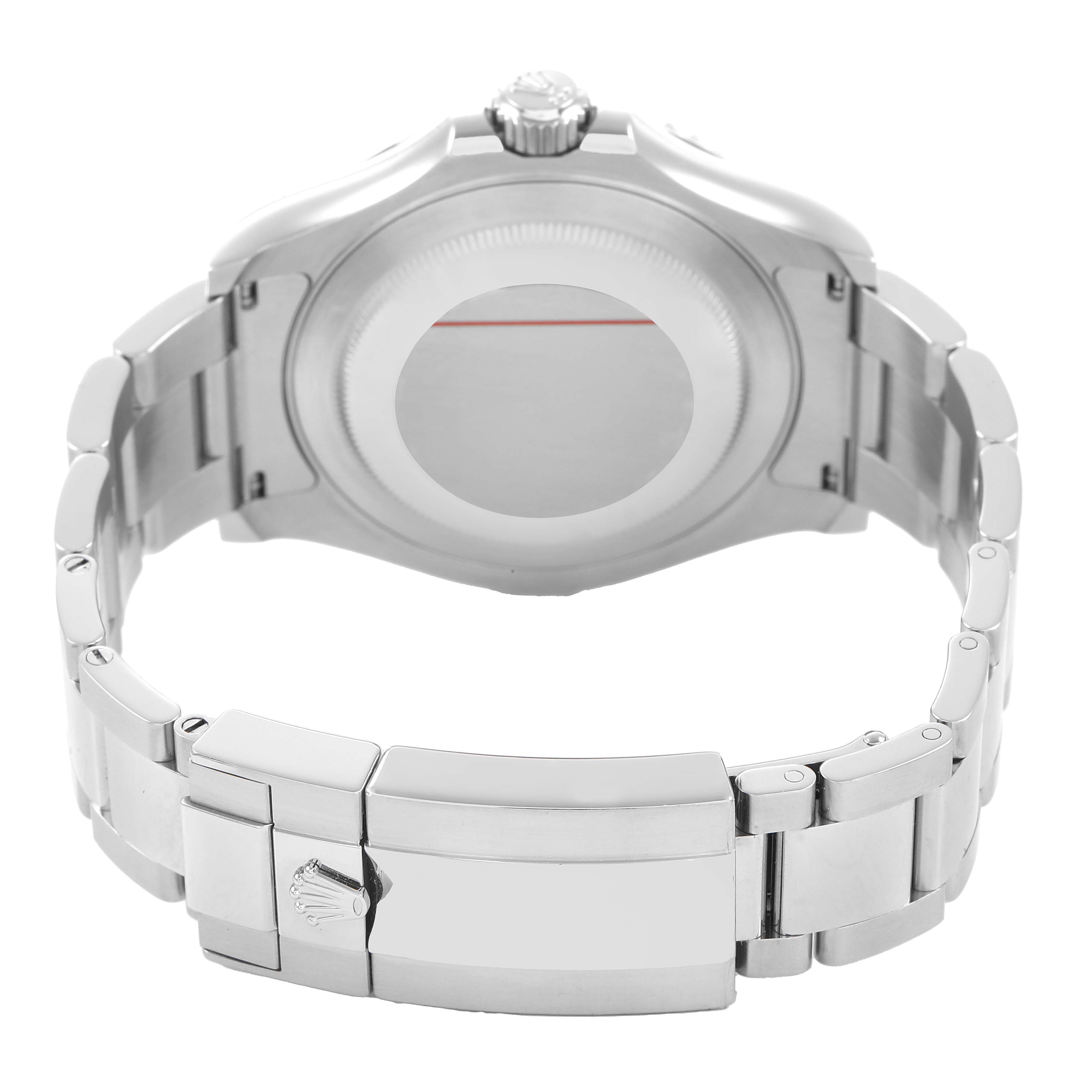 The image shows the back view of the Rolex Yacht-Master 126622 Men's Stainless Steel Blue Dial, featuring the bracelet and clasp.