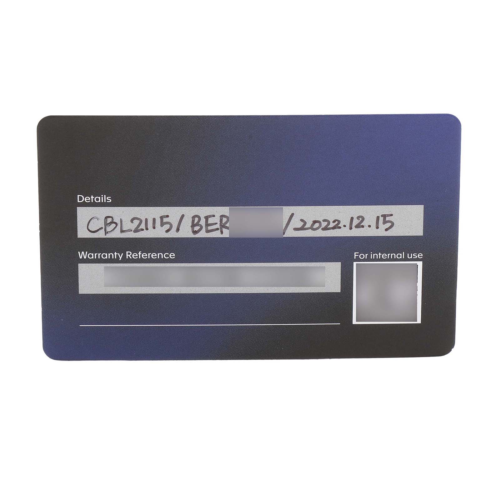This image shows a warranty card for the Tag Heuer Monaco CBL2115 Men's Stainless Steel Blue Dial watch.