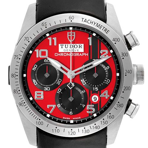 Photo of Tudor Fastrider Ducati Chronograph Red Dial Steel Mens Watch 42000D Box Card