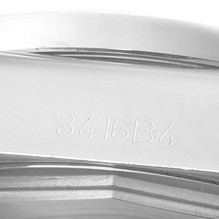 The image shows a close-up of the case back with engraved numbers on the Breitling W72348 Women's Stainless Steel Black Dial W72348 Women's Stainless Steel Black Dial Galactic 29 Diamond Dial Steel Ladies Watch W72348.