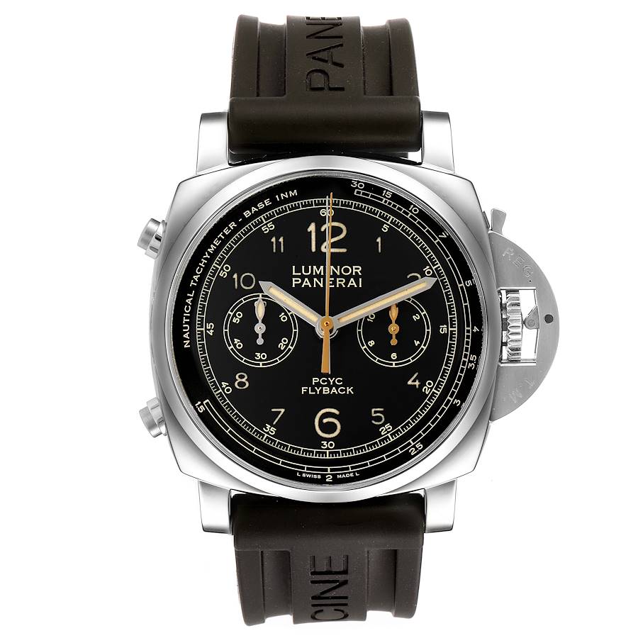 Panerai Luminor 1950 Flyback Chronograph Steel Watch PAM00653 Box