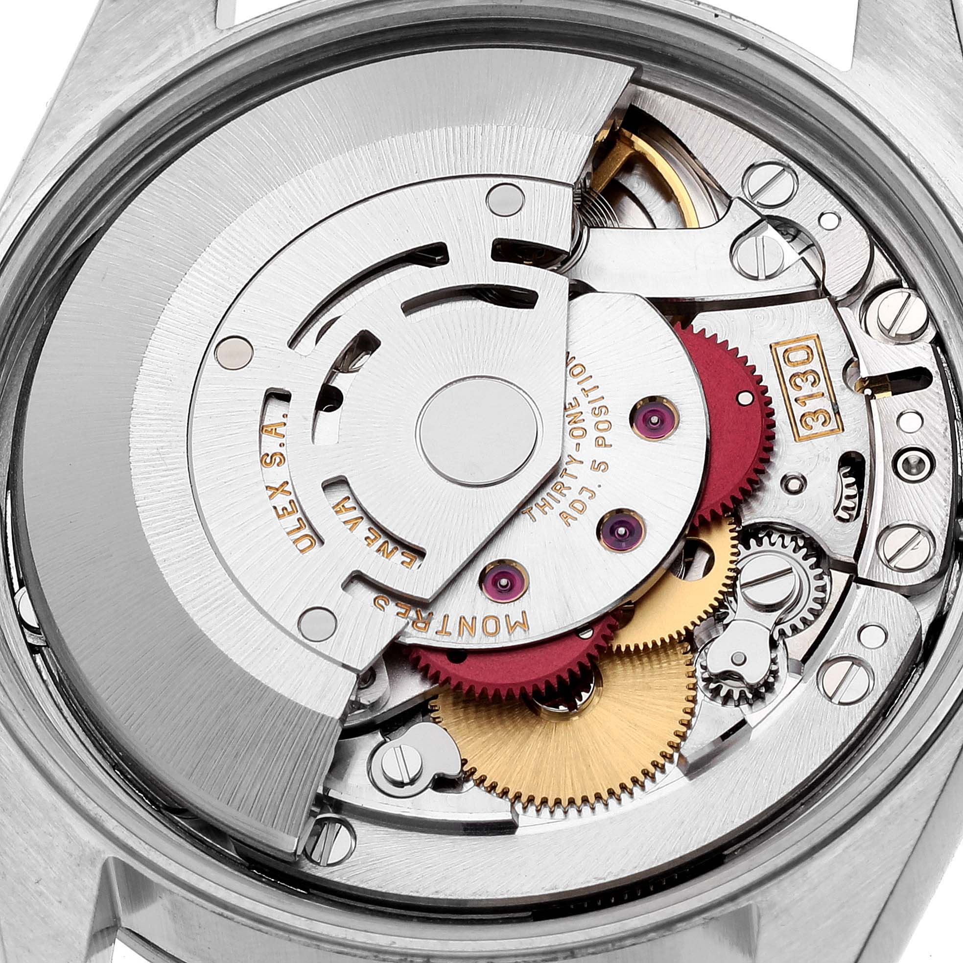 The image shows the internal mechanism and gears of the Rolex Air-King 14000 Men's Stainless Steel Black Dial 14000 Men's Stainless Steel Black Dial watch from a top-down angle.