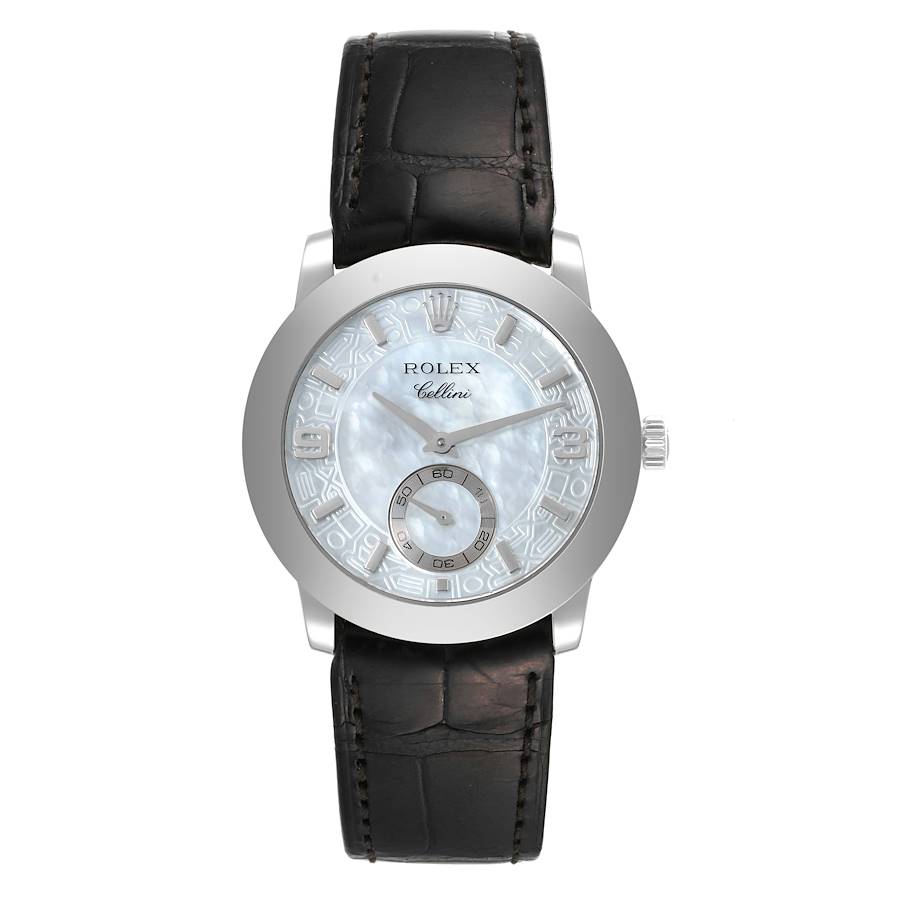 Rolex Cellini Cellinium Platinum Mother Of Pearl Dial Mens Watch 5240