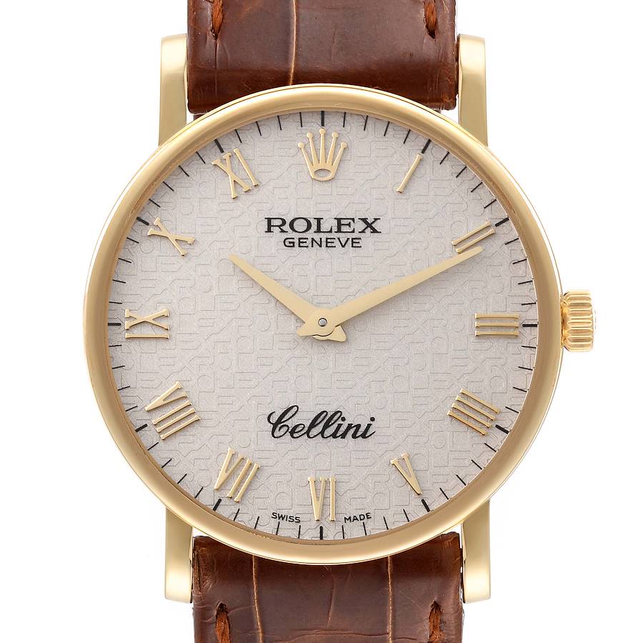 Rolex Cellini Classic Yellow Gold Ivory Anniversary Dial Watch 5115 Box Card SwissWatchExpo