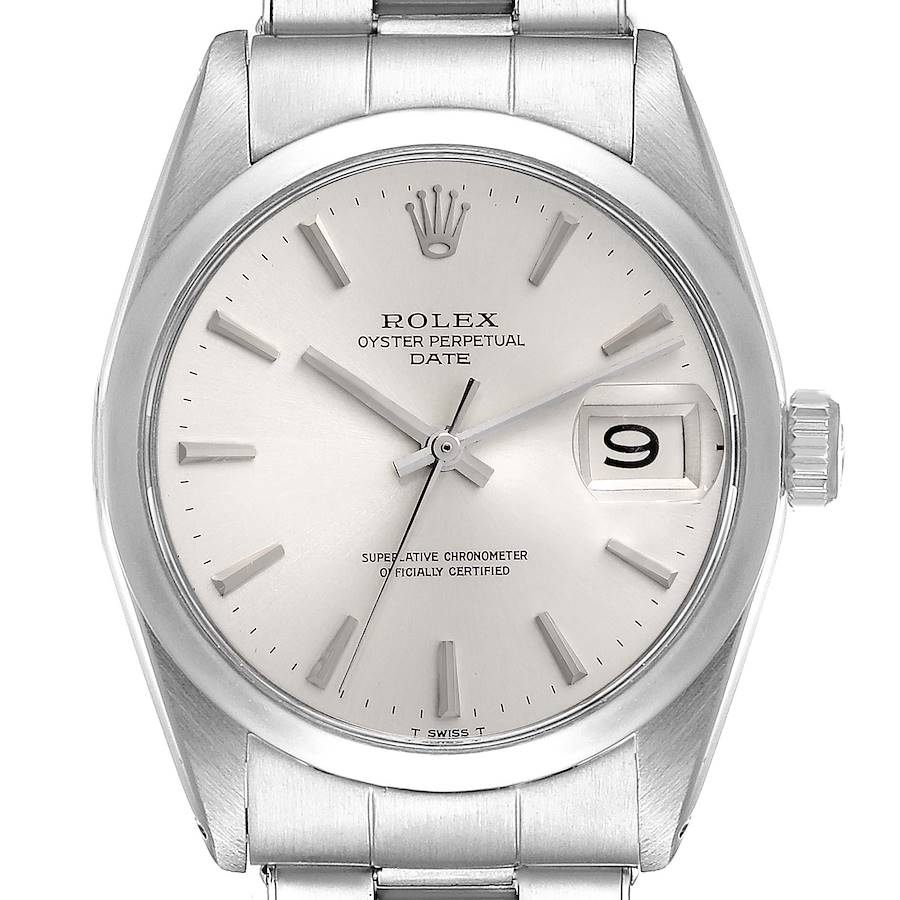 Rolex Date Stainless Steel Silver Dial Vintage Mens Watch 1500 SwissWatchExpo