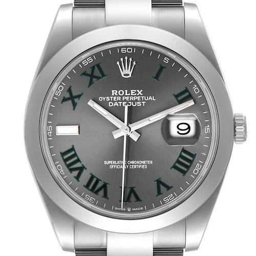 Photo of Rolex Datejust 41 Grey Green Wimbledon Dial Steel Mens Watch 126300 Box Card