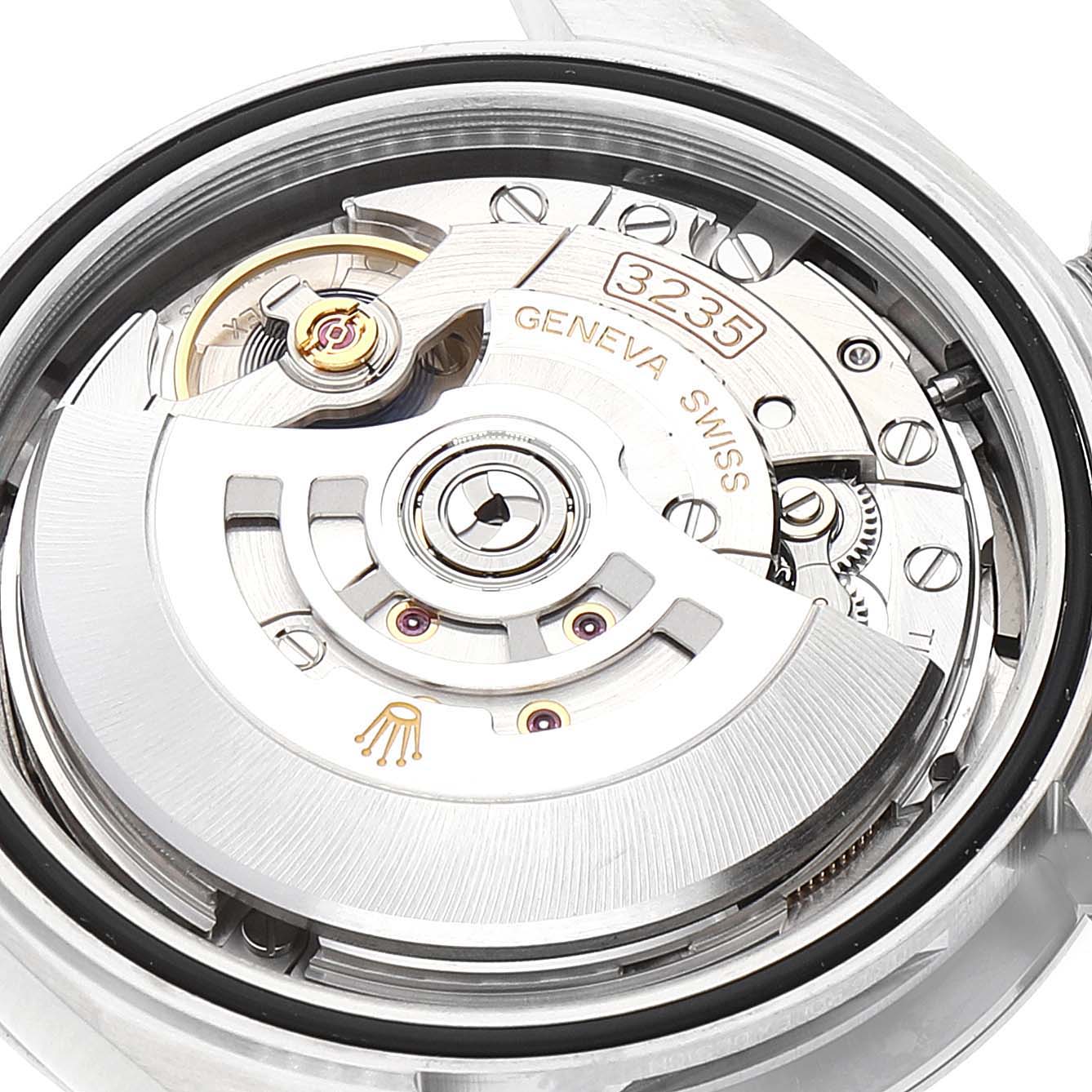 This image shows the detailed internal mechanics of the Rolex Datejust 41 126300 Men's Stainless Steel Grey Dial 126300 Men's Stainless Steel Grey Dial watch, highlighting its automatic movement.