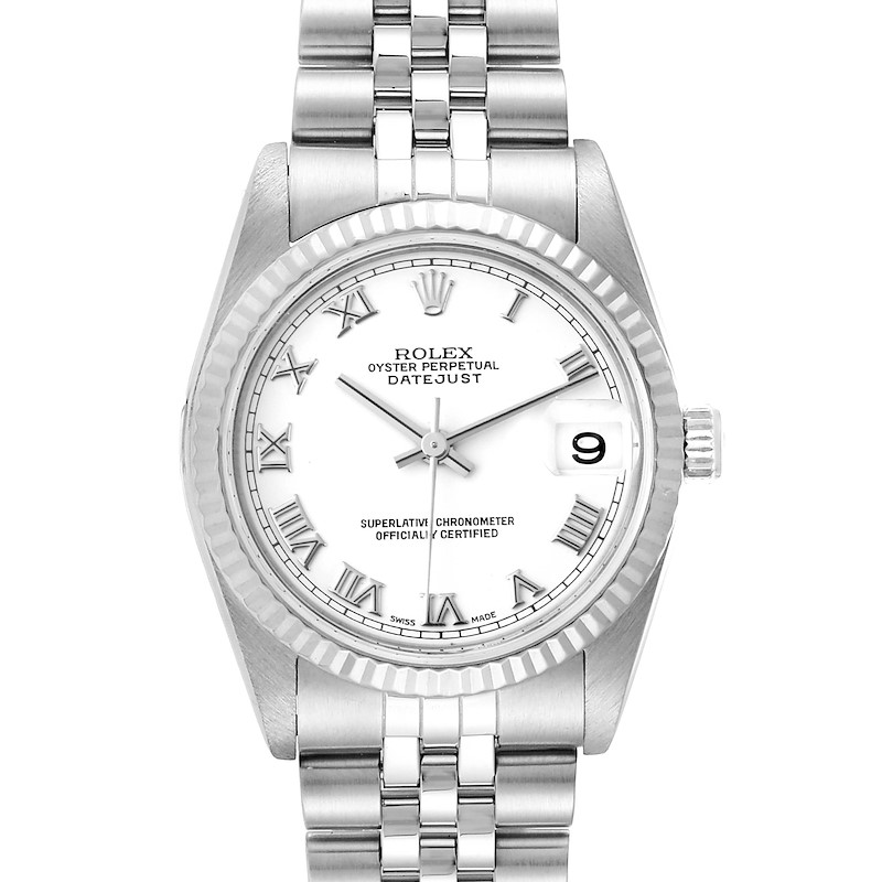 Rolex Datejust Midsize Steel White Gold White Dial Ladies Watch 78274 SwissWatchExpo