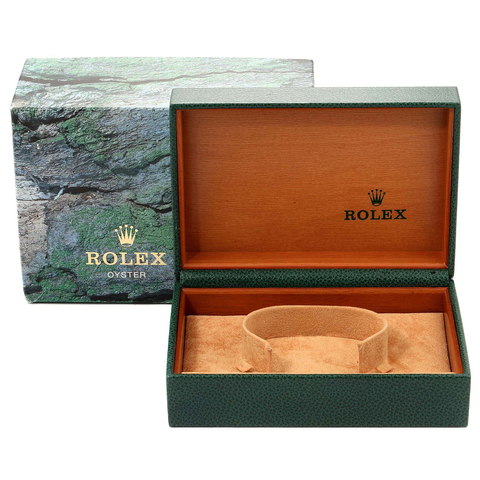 The image shows an open Rolex Datejust 16234 Men
s Stainless Steel Blue Dial 16234 Men
s Stainless Steel Blue Dial watch box with the outer packaging also visible.