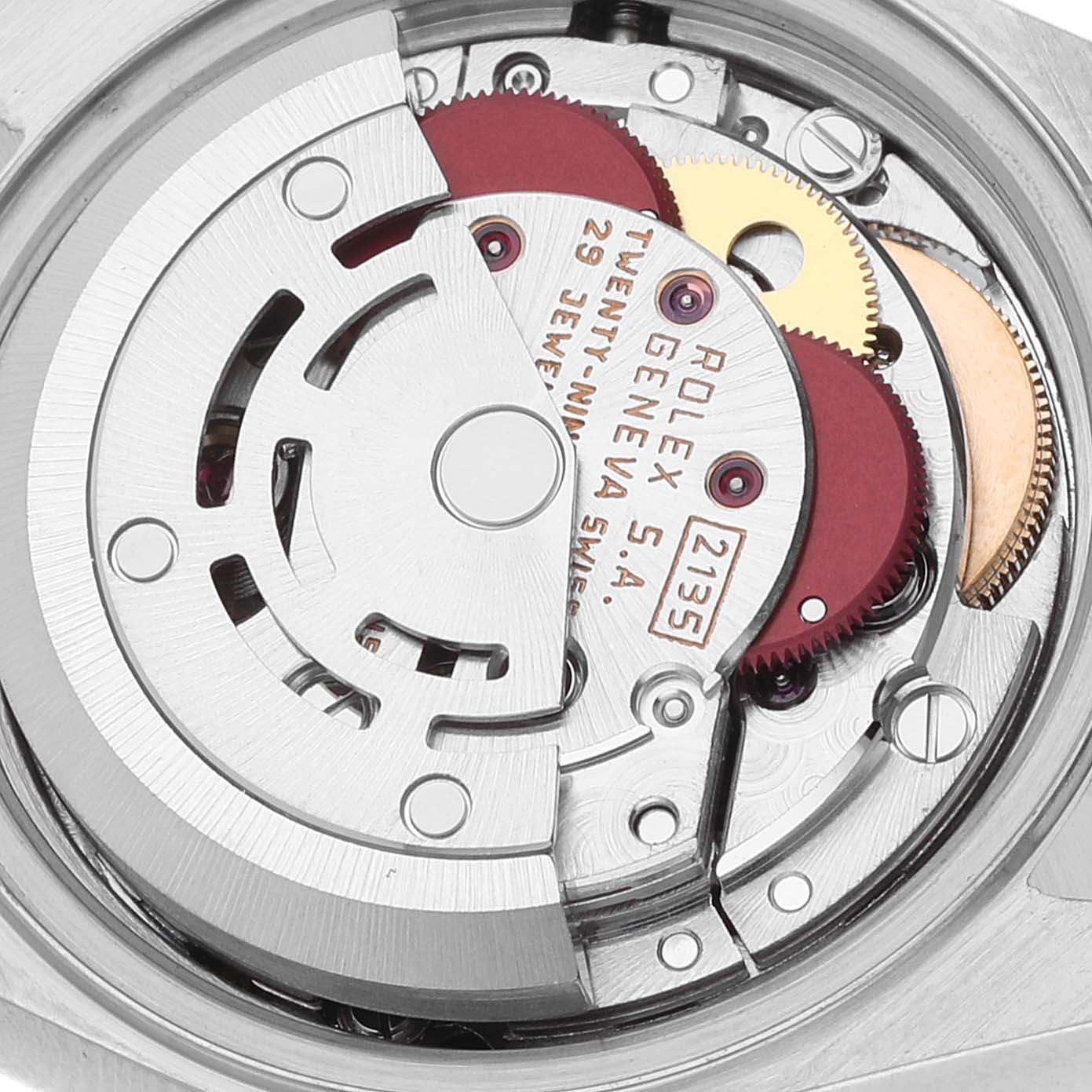 This image shows a close-up view of the internal movement and mechanisms of a Rolex Datejust 69173 Women's Steel and Gold (two tone) Champagne Dial 69173 Women's Steel and Gold (two tone) Champagne Dial watch.