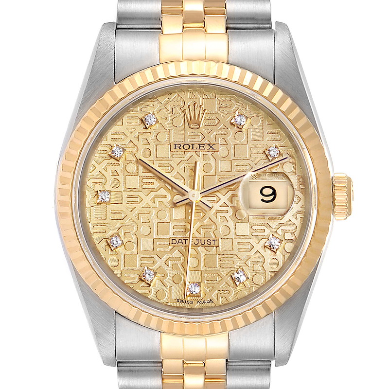 Rolex Datejust Steel Yellow Gold Diamond Mens Watch 16233 Box SwissWatchExpo