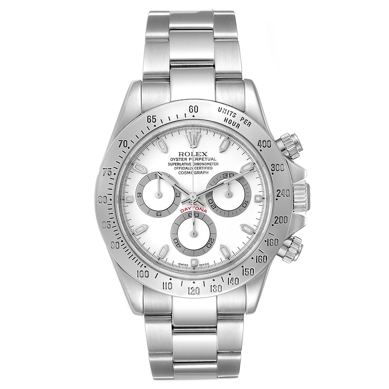 Rolex Daytona White Dial Chronograph Stainless Steel Mens Watch 116520 ...