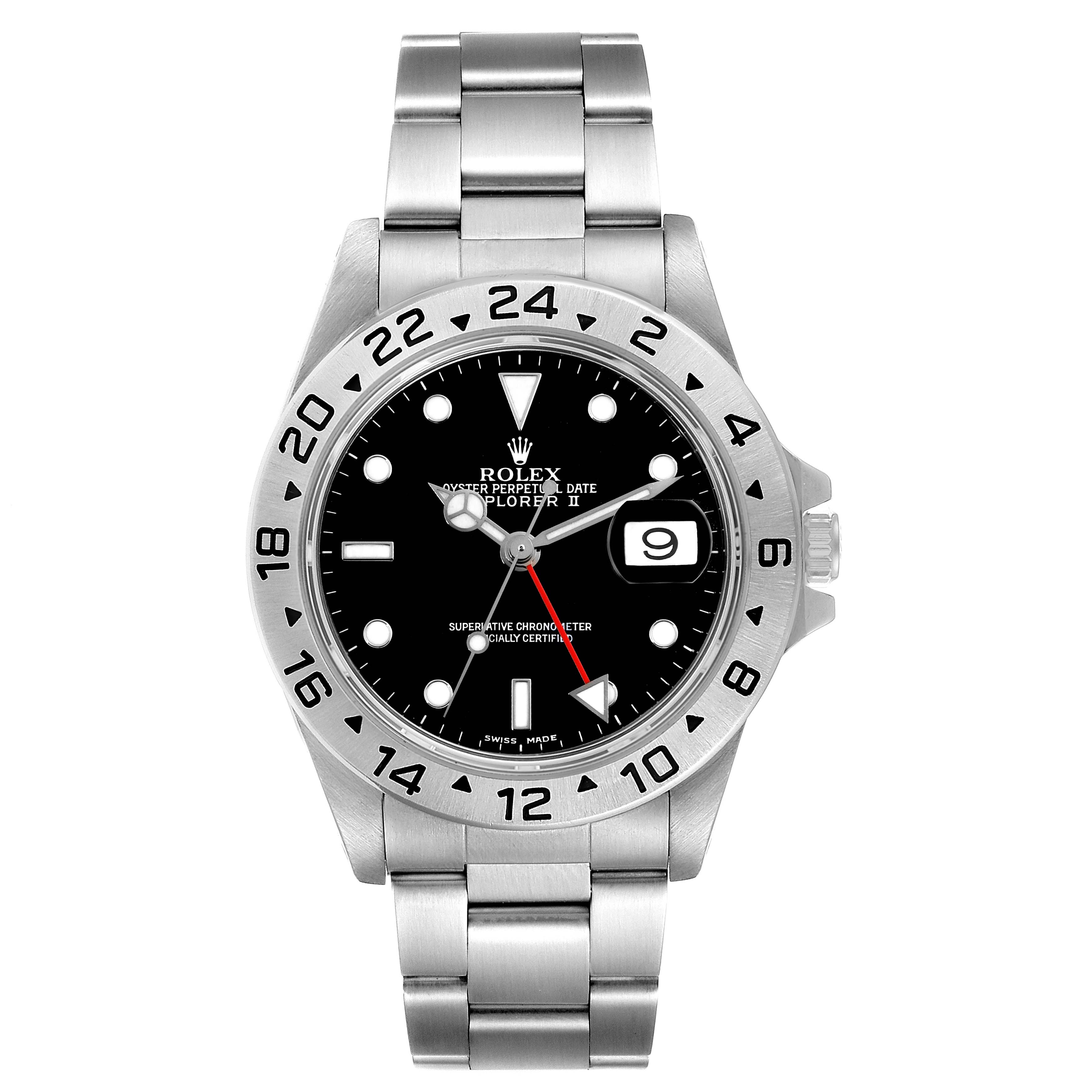 This image shows a front view of a Rolex Explorer 16570 Men's Stainless Steel Black Dial 16570 Men's Stainless Steel Black Dial watch, displaying the dial, bezel, bracelet, and date window.