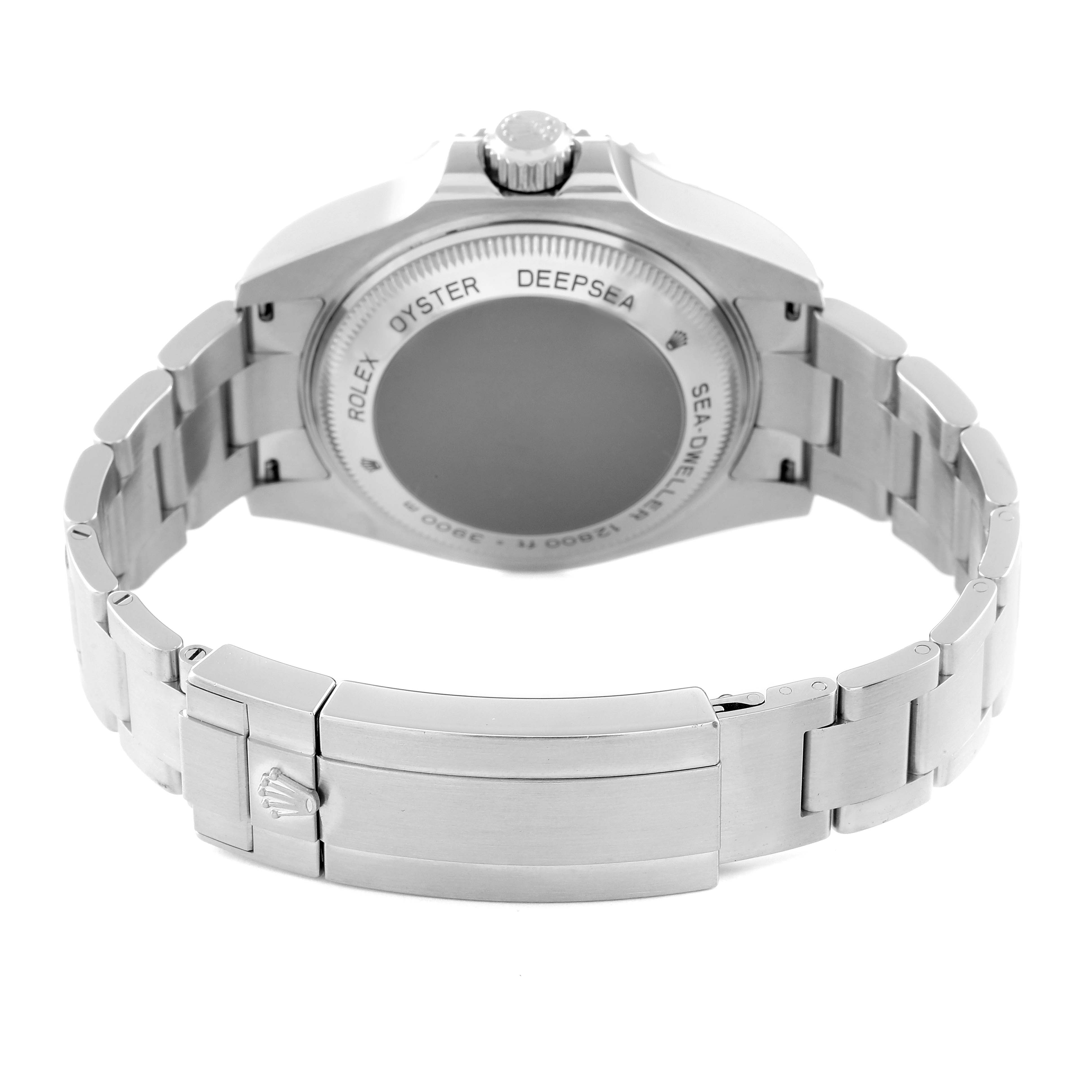 This image shows the back view of the Rolex Sea-Dweller 116660 Men's Stainless Steel Black Dial 116660 Men's Stainless Steel Black Dial watch, highlighting its case back and bracelet.