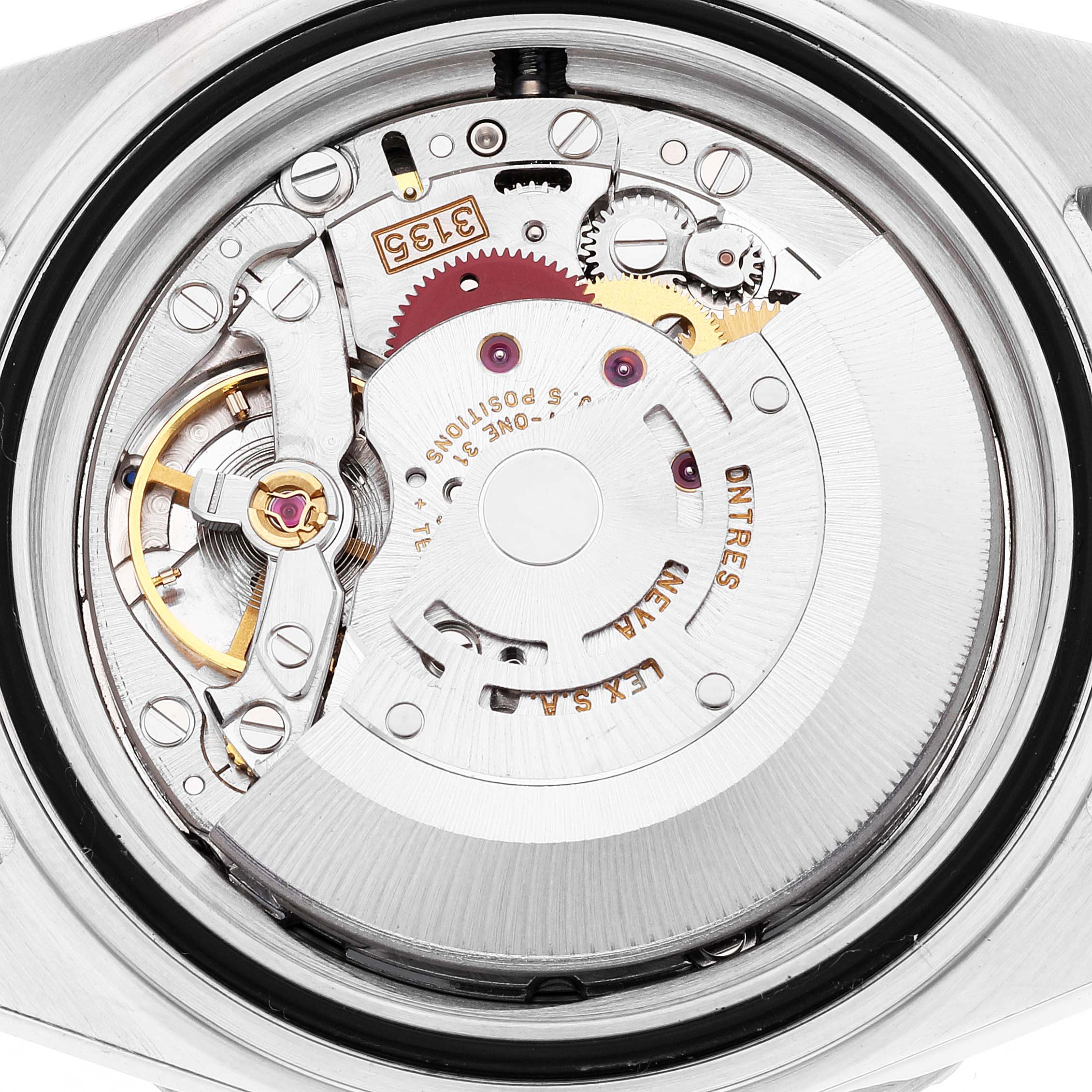 This image shows the internal movement mechanism of a Rolex Submariner 16610 Men
s Stainless Steel Black Dial 16610 Men
s Stainless Steel Black Dial watch viewed from the back.