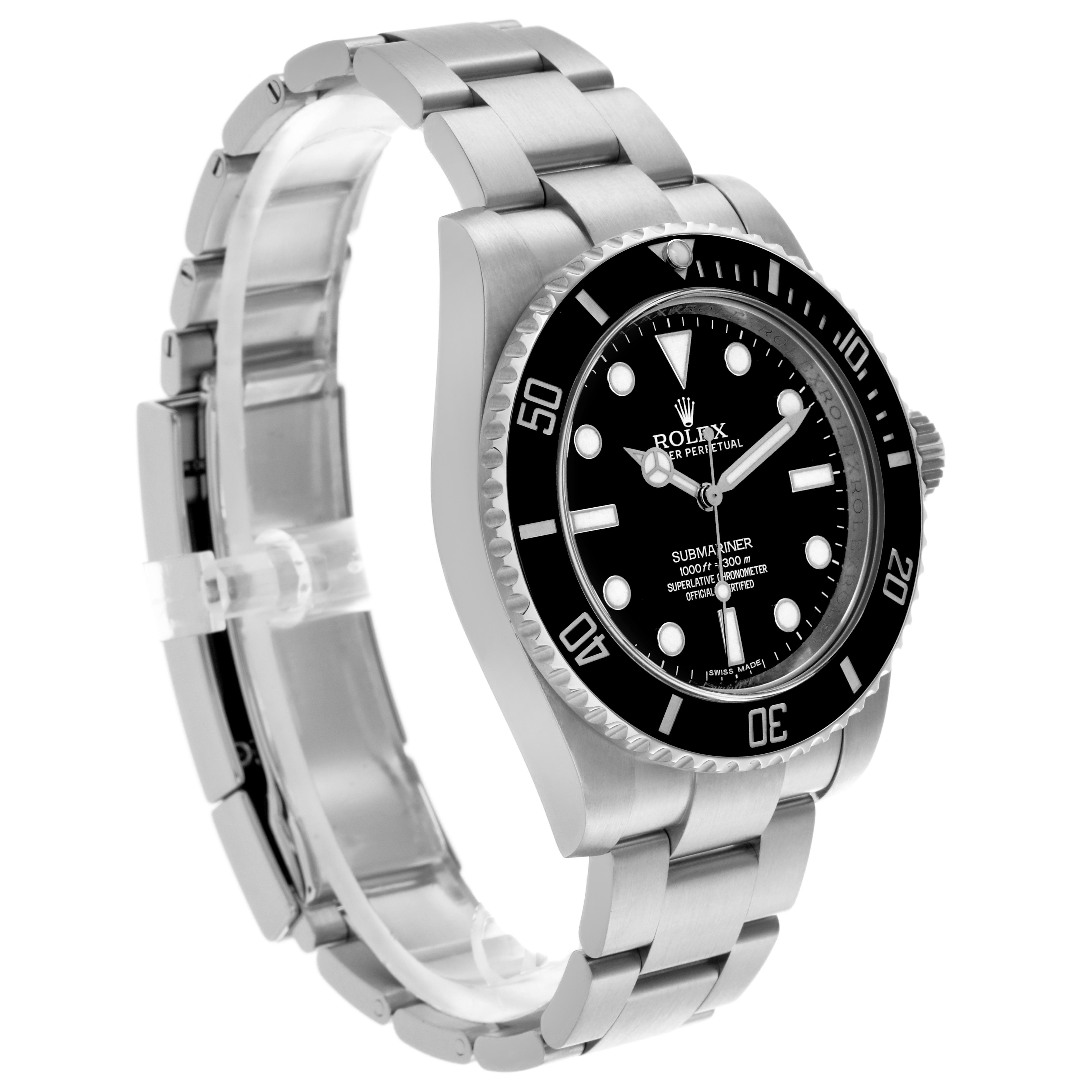 The image shows a Rolex Submariner 114060 Men's Stainless Steel Black Dial 114060 Men's Stainless Steel Black Dial watch at a three-quarter angle, highlighting the dial, bezel, and bracelet.