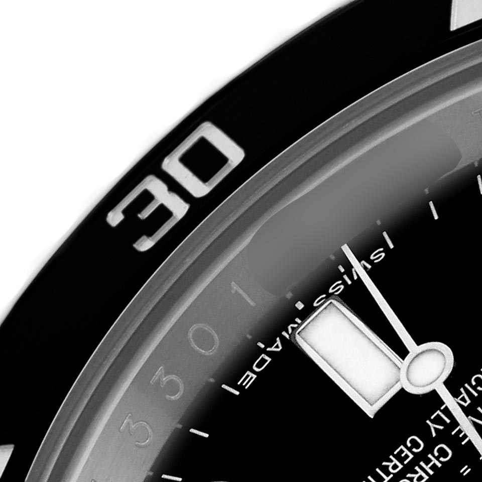 The image shows a close-up of the bezel and dial of a Rolex Submariner 114060 Men's Stainless Steel Black Dial 114060 Men's Stainless Steel Black Dial, focusing on the "30" marking.