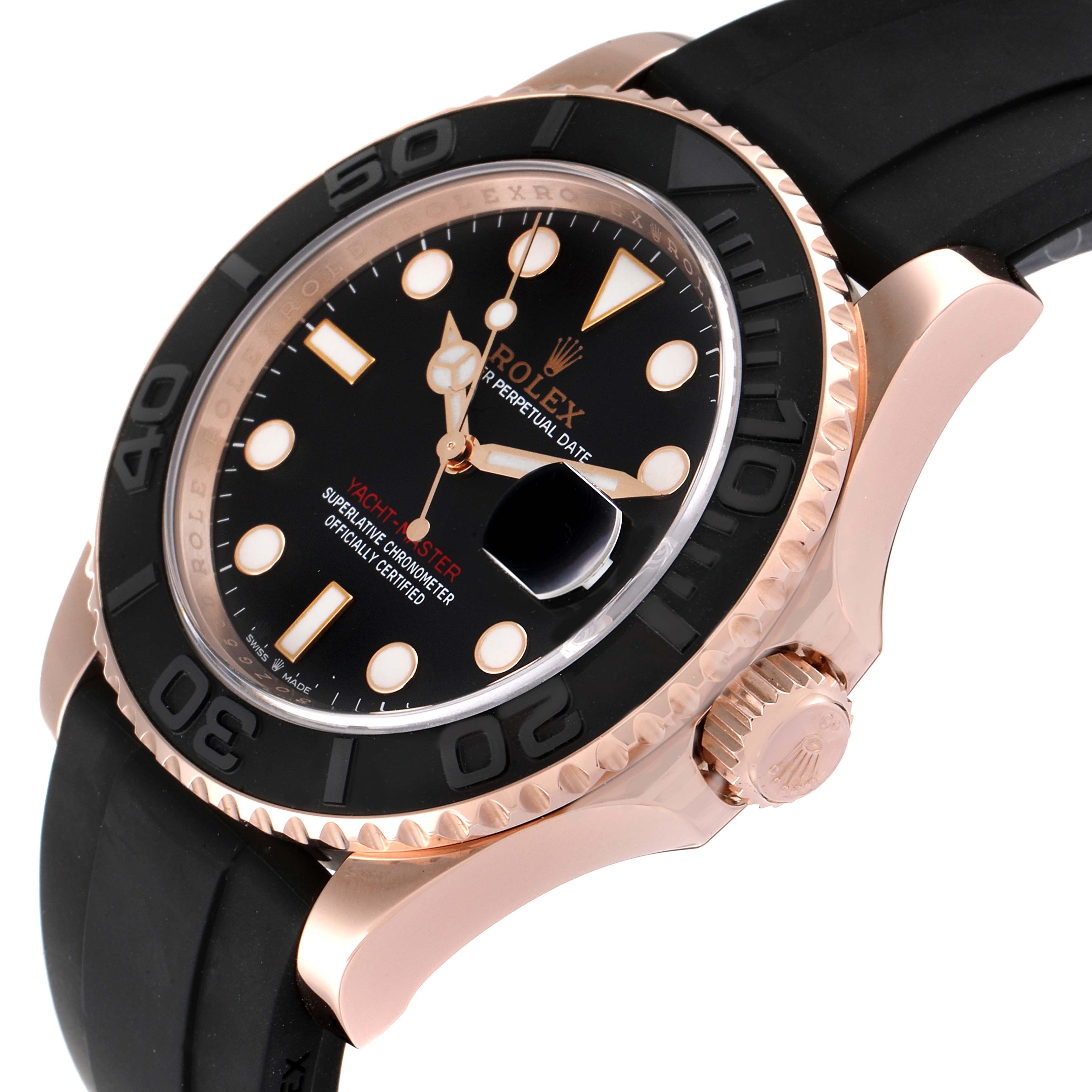 Rolex Yachtmaster 40mm Everose Gold Rubber Strap Mens Watch 126655 Box ...