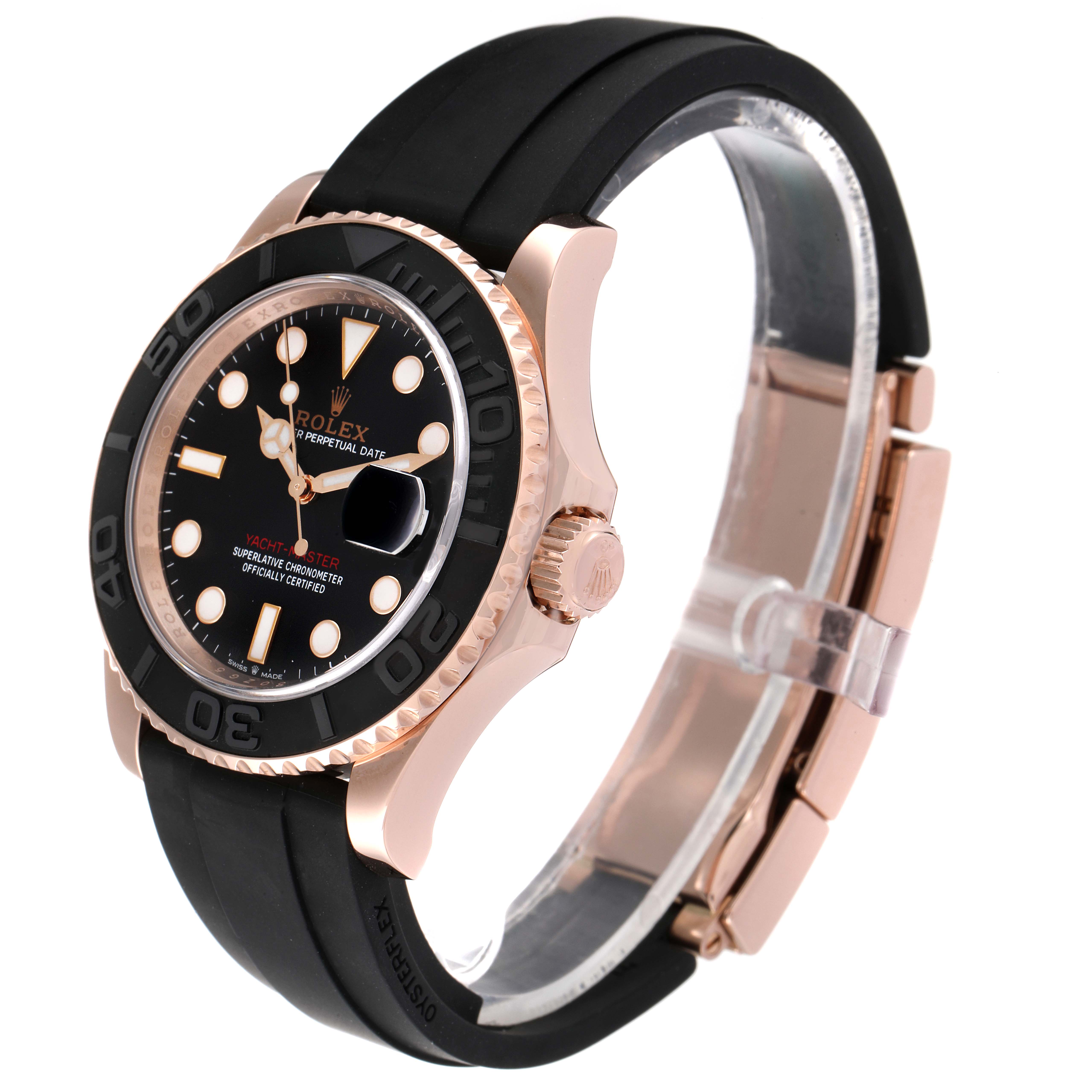 Rolex Yachtmaster 40mm Everose Gold Rubber Strap Mens Watch 126655 Box ...