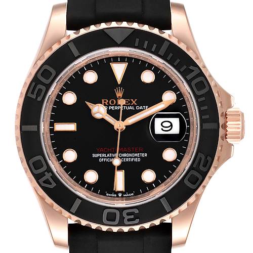 Photo of Rolex Yachtmaster 40mm Everose Gold Rubber Strap Mens Watch 126655 Box Card