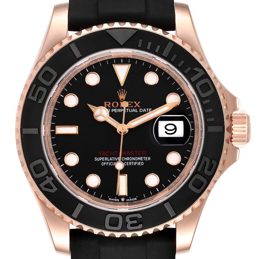 Rolex Yachtmaster 40mm Everose Gold Rubber Strap Mens Watch 126655 Box Card SwissWatchExpo