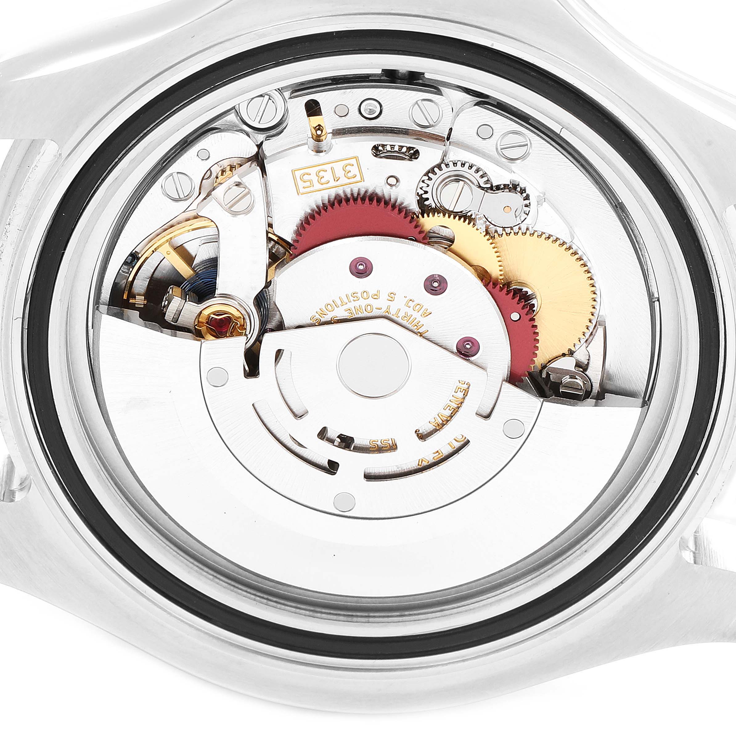 This image shows the movement and intricate internal mechanisms of a Rolex Yacht-Master 116622 Men
s Stainless Steel Grey Dial 116622 Men
s Stainless Steel Grey Dial watch.