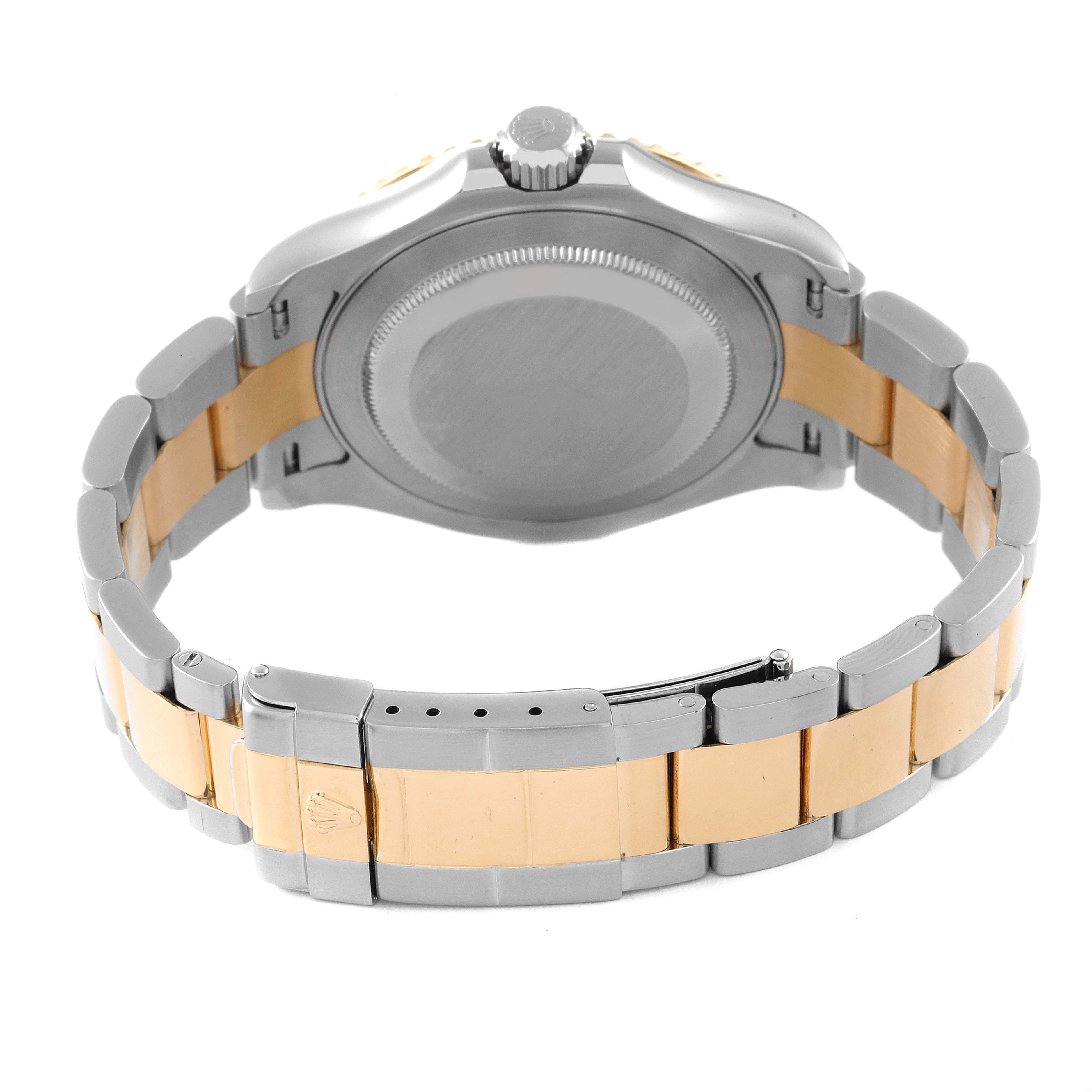 The image shows the back and bracelet of a Rolex Yacht-Master 16623 Men's Steel and Gold (two tone) Champagne Dial 16623 Men's Steel and Gold (two tone) Champagne Dial watch, focusing on the clasp and case back.