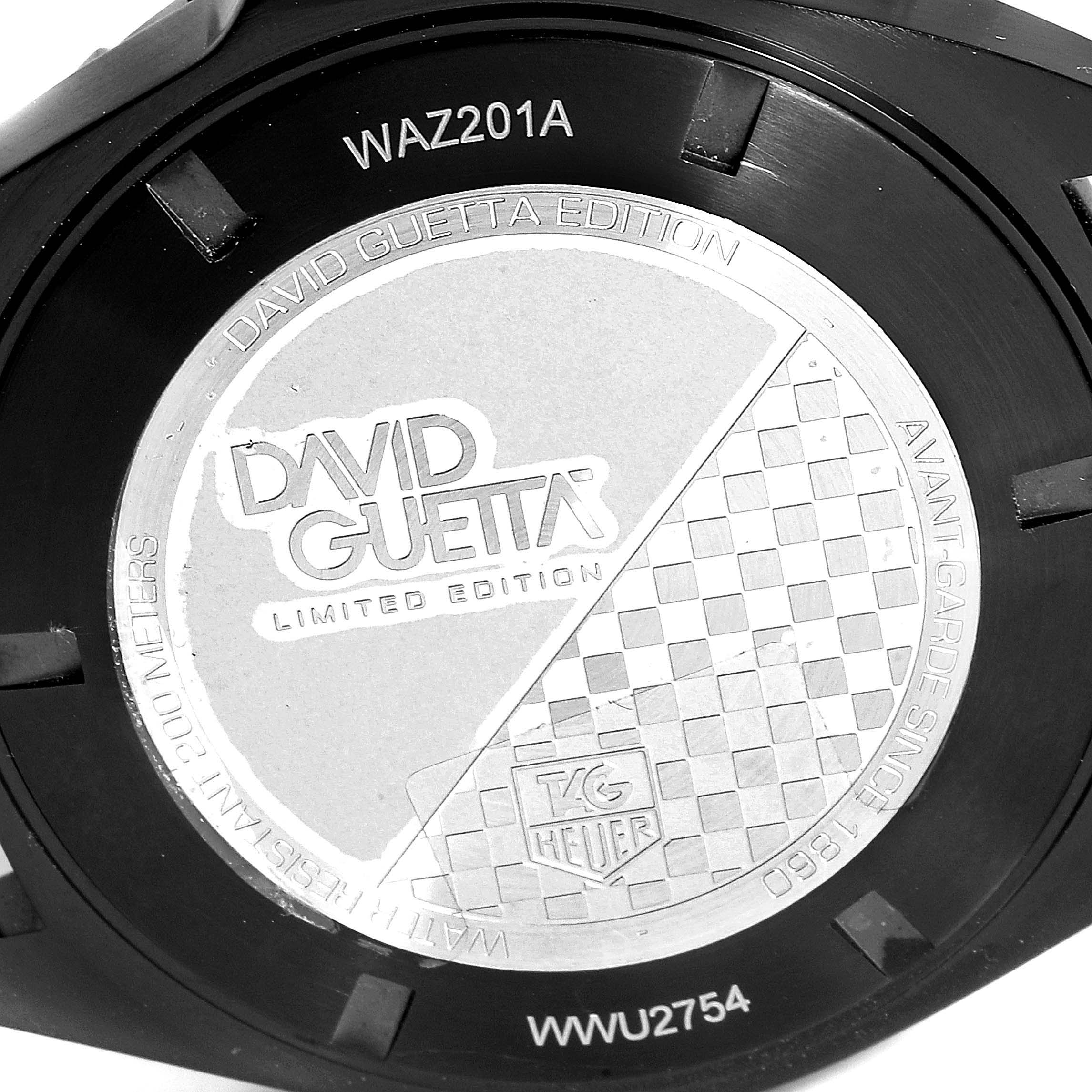 This image shows the back case of a Tag Heuer Formula 1 WAZ201A.FC8195 Men's Titanium Black Dial WAZ201A.FC8195 Men's Titanium Black Dial David Guetta Limited Edition watch.