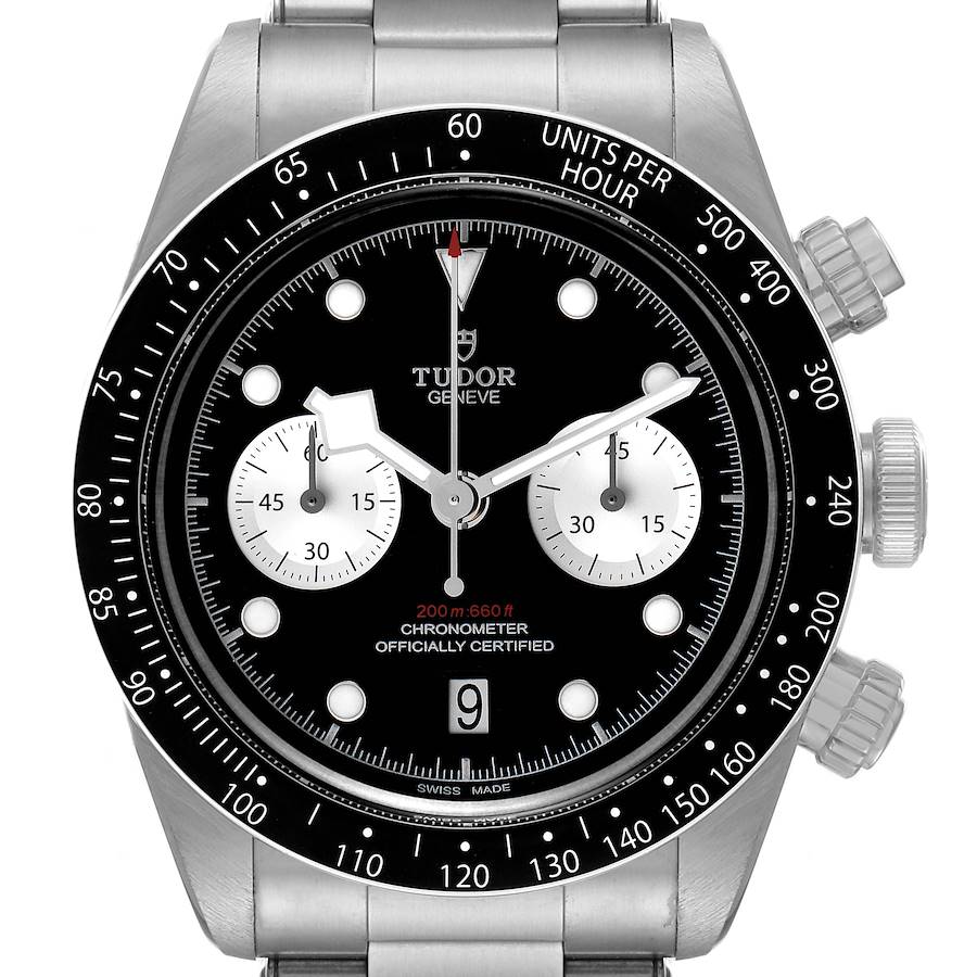 Tudor Heritage Black Bay Chronograph Reverse Panda Dial Watch 79360 Box Card SwissWatchExpo