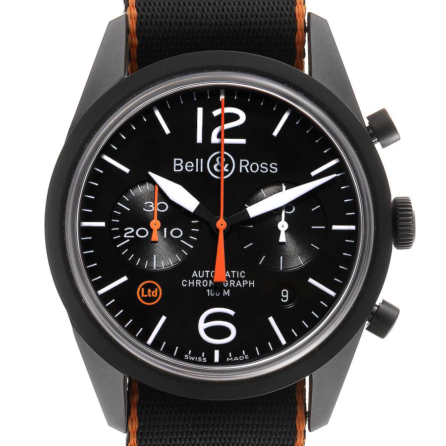 Bell & Ross Vintage Carbon Orange Limited Edition Mens Watch BRV126 Unworn SwissWatchExpo
