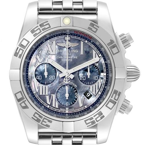 Photo of Breitling Chronomat 01 MOP Steel Limited Edition Mens Watch AB0111 Box Card