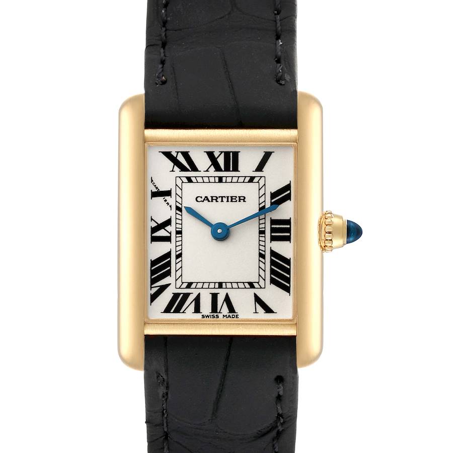 Cartier Tank Louis Small Yellow Gold Black Strap Ladies Watch W1529856 SwissWatchExpo