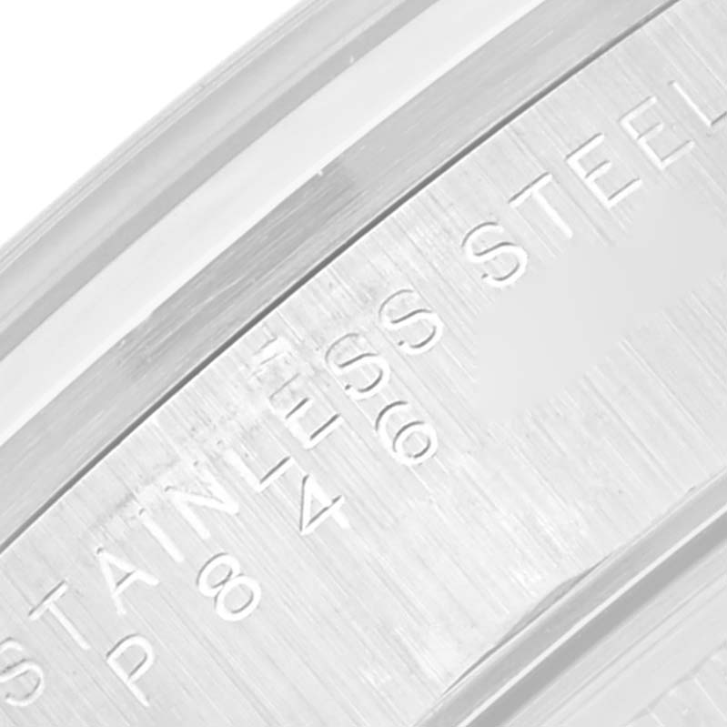 This close-up image shows the inscription details on the side of the Rolex Air-King 14000 Men's Stainless Steel Blue Dial 14000 Men's Stainless Steel Blue Dial watch case.