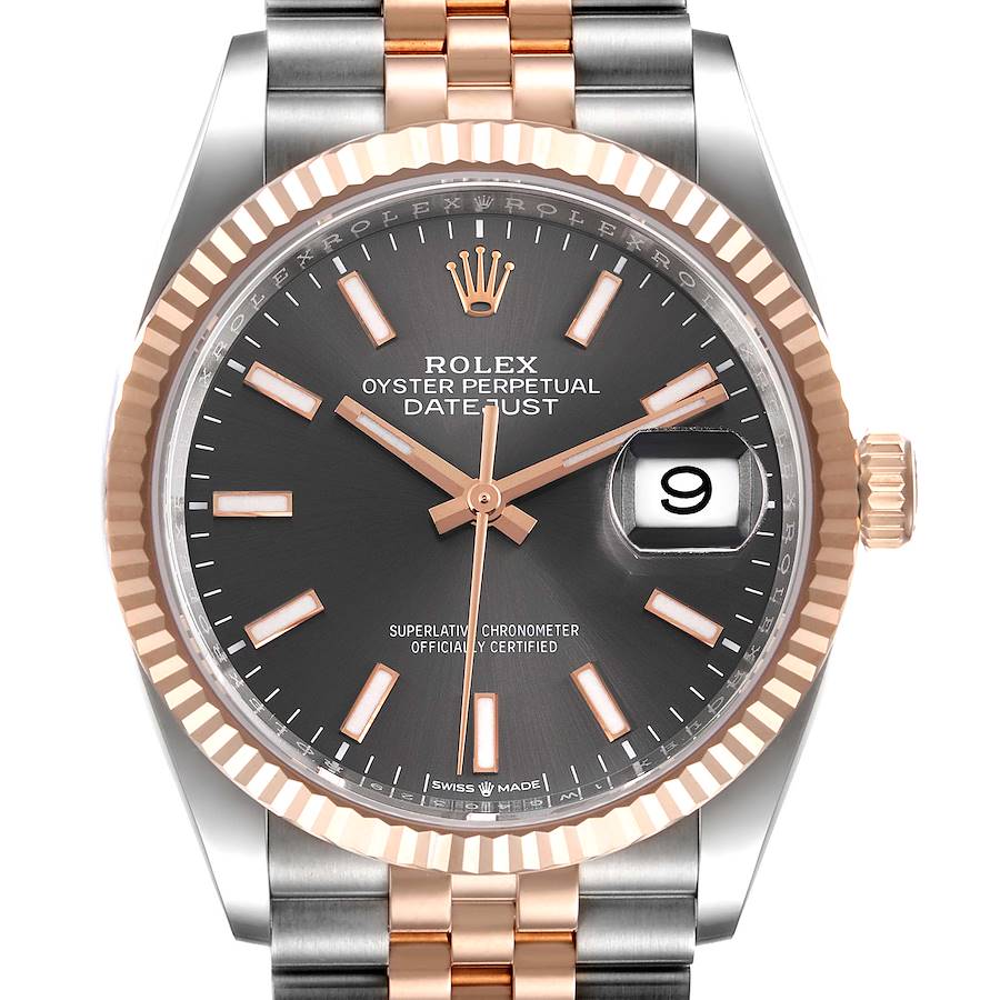 Rolex Datejust 36 Rhodium Dial Steel EverRose Gold Watch 126231 Box Card SwissWatchExpo