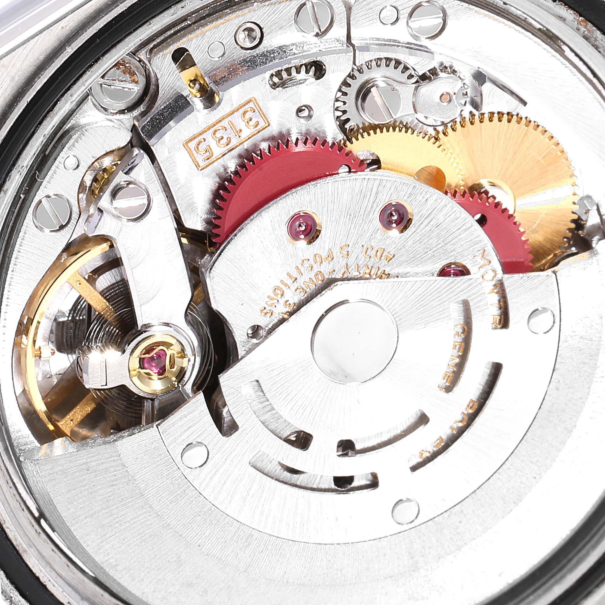The image shows a close-up view of the internal movement mechanism of a Rolex Datejust 16234 Men's Stainless Steel Silver Dial 16234 Men's Stainless Steel Silver Dial watch.